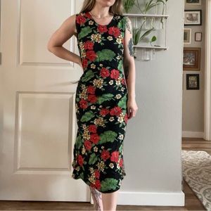 TROPICAL VINTAGE GRUNGE MAXI DRESS